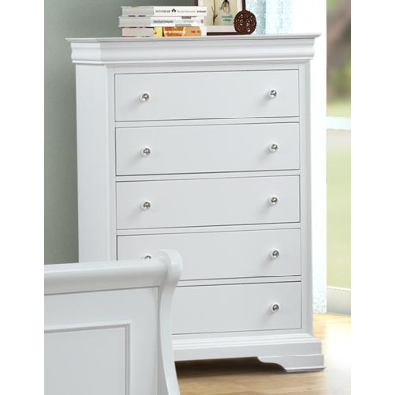 New Classic Furniture Versaille 5 Drawer Chest in White