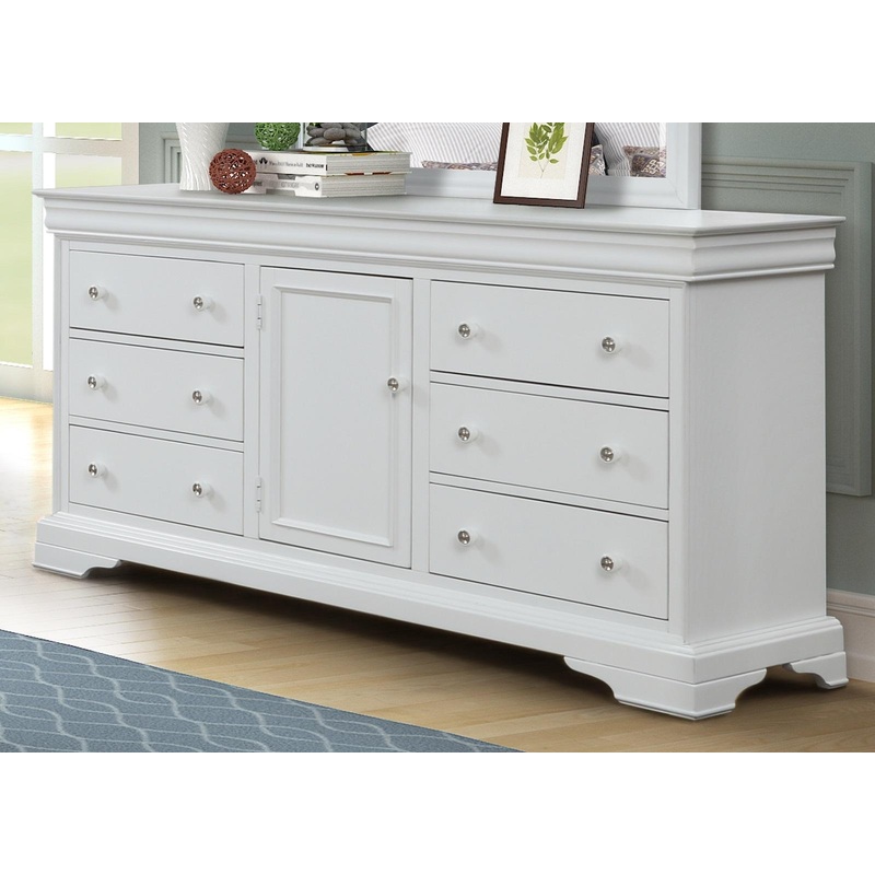 New Classic Furniture Versaille 6 Drawers Dresser in White