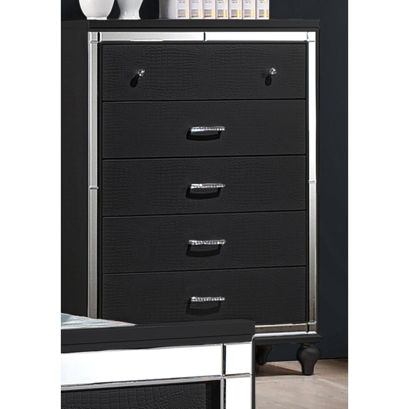 Valentino 5 Drawer Chest in Black