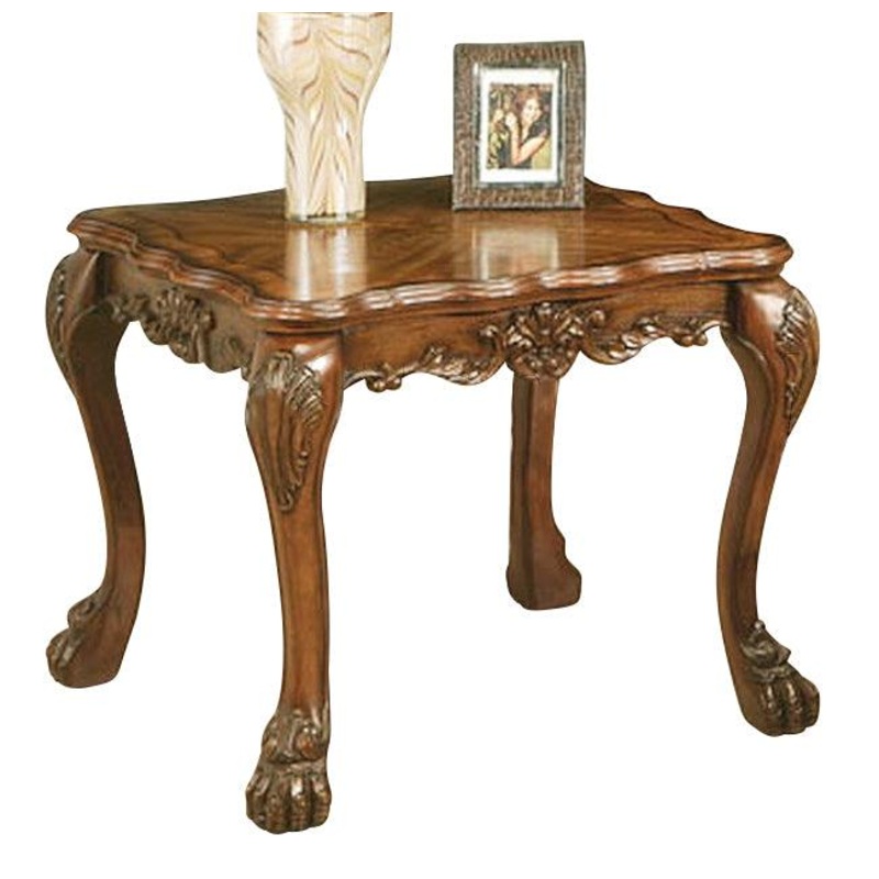Acme Dresden Traditional End Table in Cherry Oak 12166