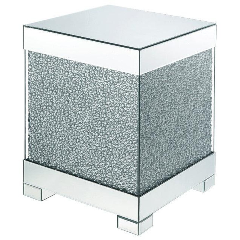 Acme Furniture Mallika End Table in Mirrored/Crystals 87912