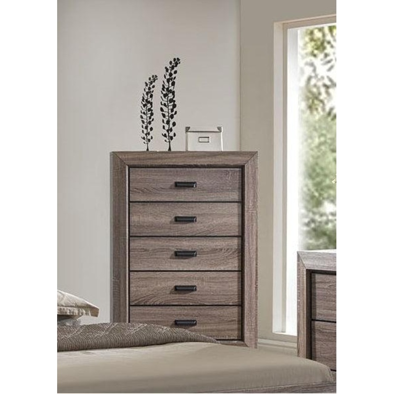 Acme Lyndon 5-Drawer Chest in Weathered Gray Grain 26026