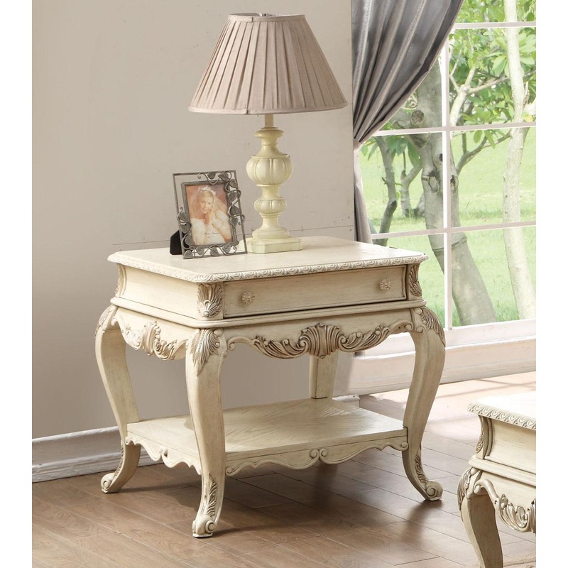 Acme Ragenardus End Table in Antique White 86022