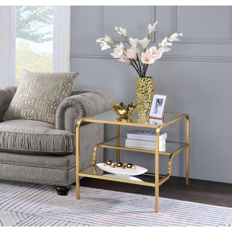 Astrid Gold & Mirror End Table