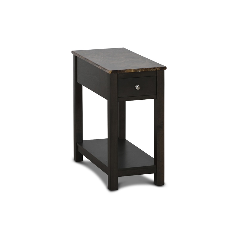 NOAH END TABLE WITH DRAWER-ESPRESSO W/FAUX MARBLE TOP
