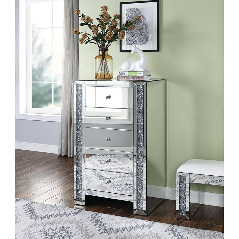 Noralie Mirrored & Faux Diamonds Chest