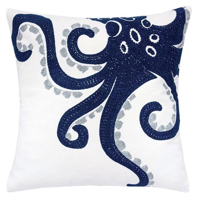 Maura White 20″ X 20″ Pillow, Octopus