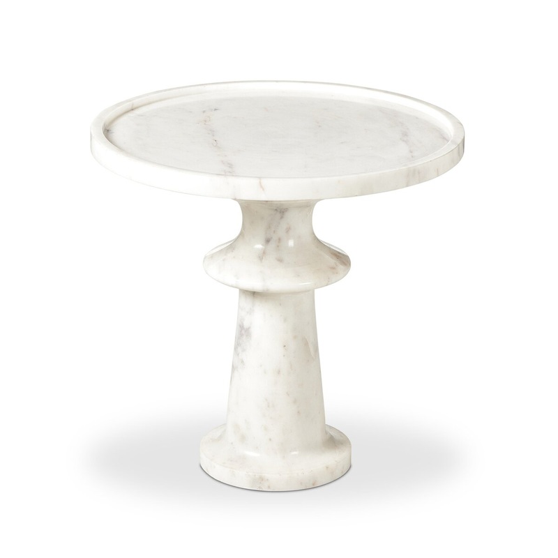 Skylar End Table – Polished White Marble