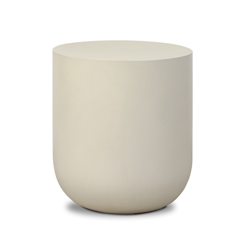 Ivan Round End Table – White Concrete