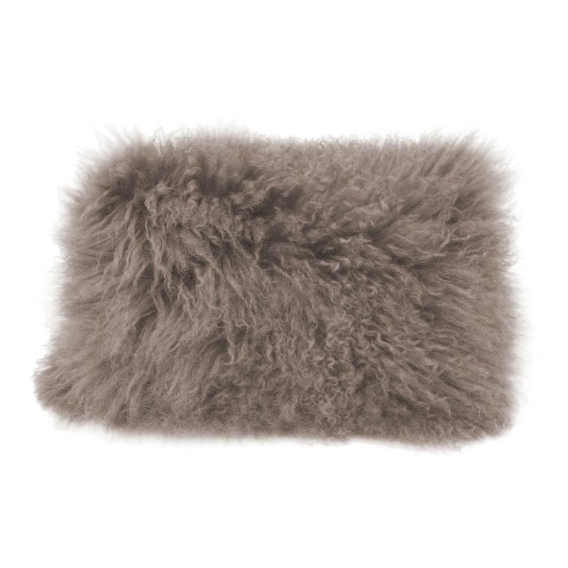 Lamb Fur Pillow – Rect. Grey