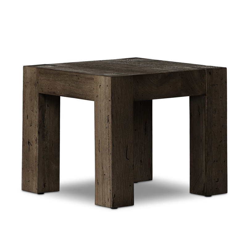 Abaso End Table – Ebony Rustic Wormwood Oak