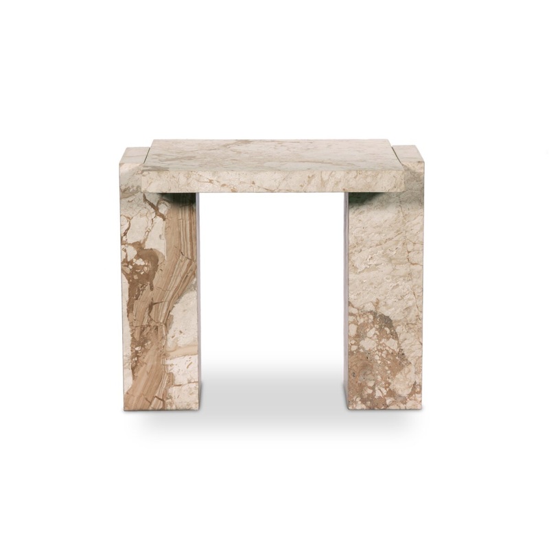 Romano End Table – Desert Taupe Marble