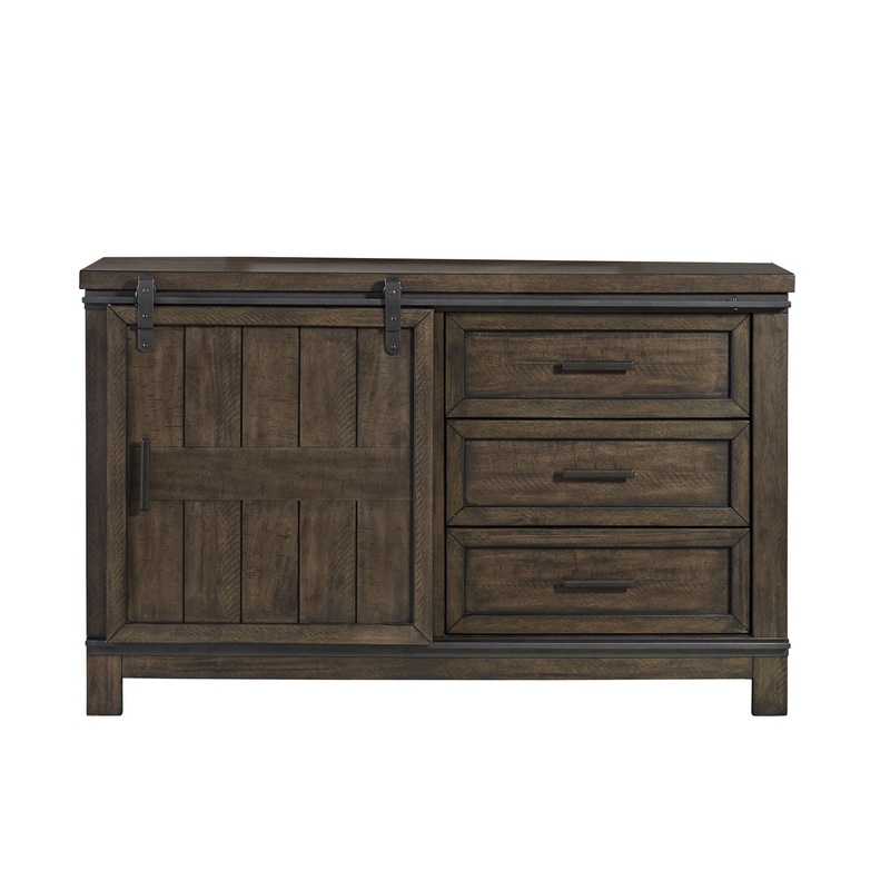 Thornwood Hills – Barn Door Dresser – Dark Brown