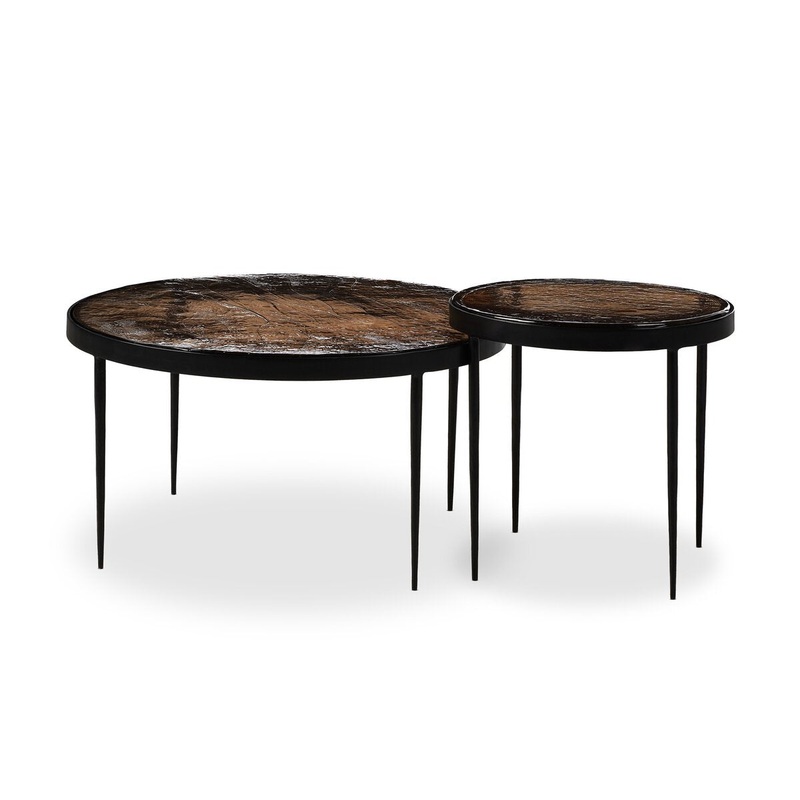 Yoko Nesting Tables – Smoked Brown Cast Glass