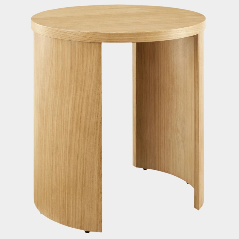 Aspect Round Wood End Table in Oak