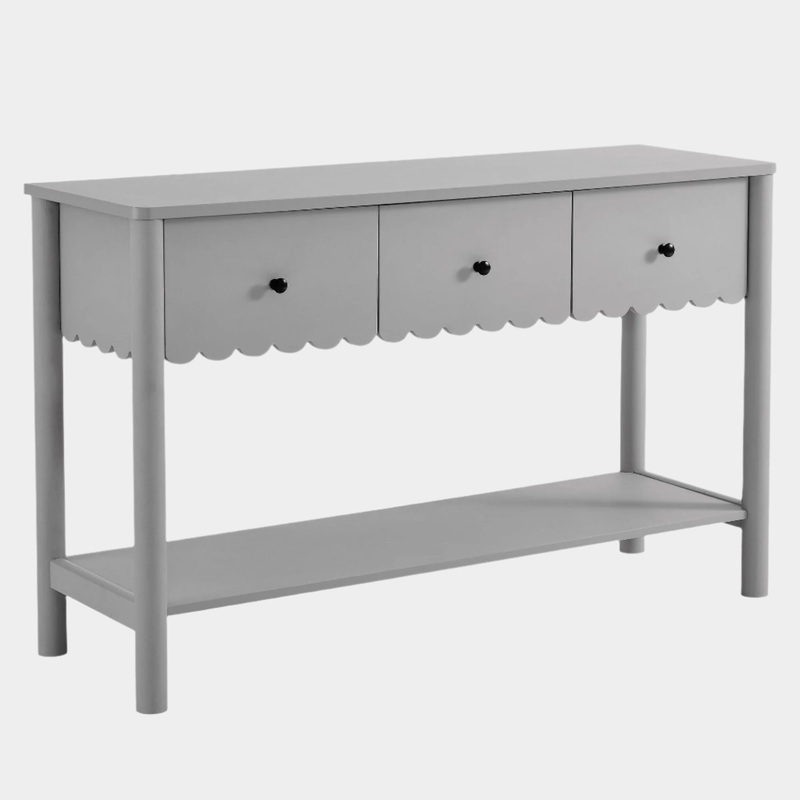 Emmeline 3-Drawer Scalloped Console Table