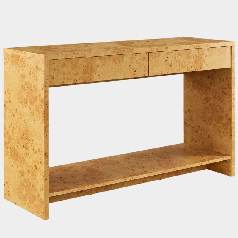 Hudson 2-Drawer Burl Wood Console Table