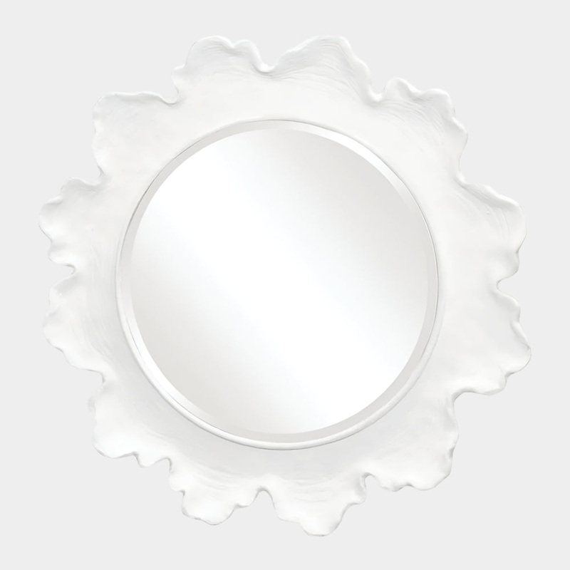 Sea Coral Round Mirror, White
