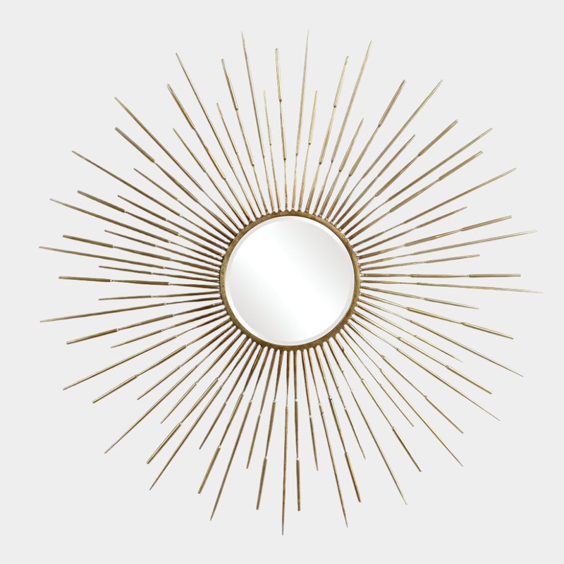 Golden Rays Round Mirror
