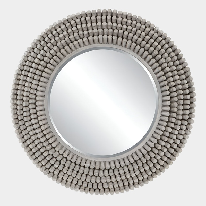 Portside Round Mirror, Gray