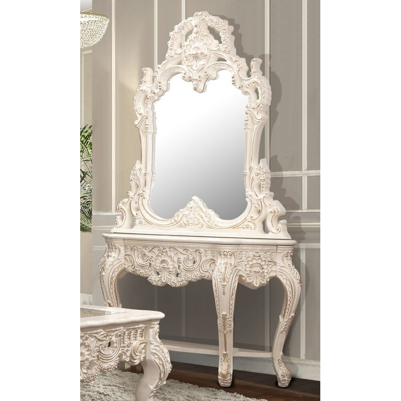 HD-998I – Console Table – Ivory With Gold Highlights