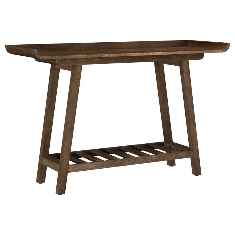 Ornelas – Console Table With Slatted Shelf – Mango Brown