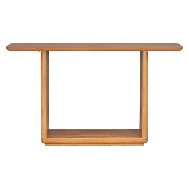 Console Table With Curved Corners And U Base Design – Natural Wood Veneer – Natural