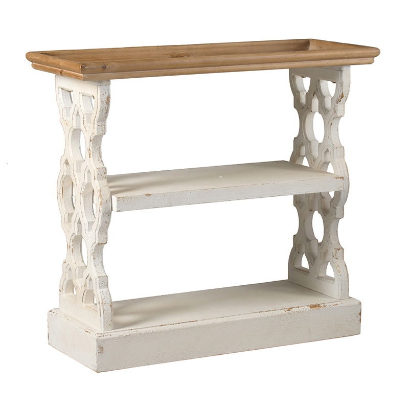 Distressed Wood Shelf Tray, French Country Console Table – Brown / Antique White