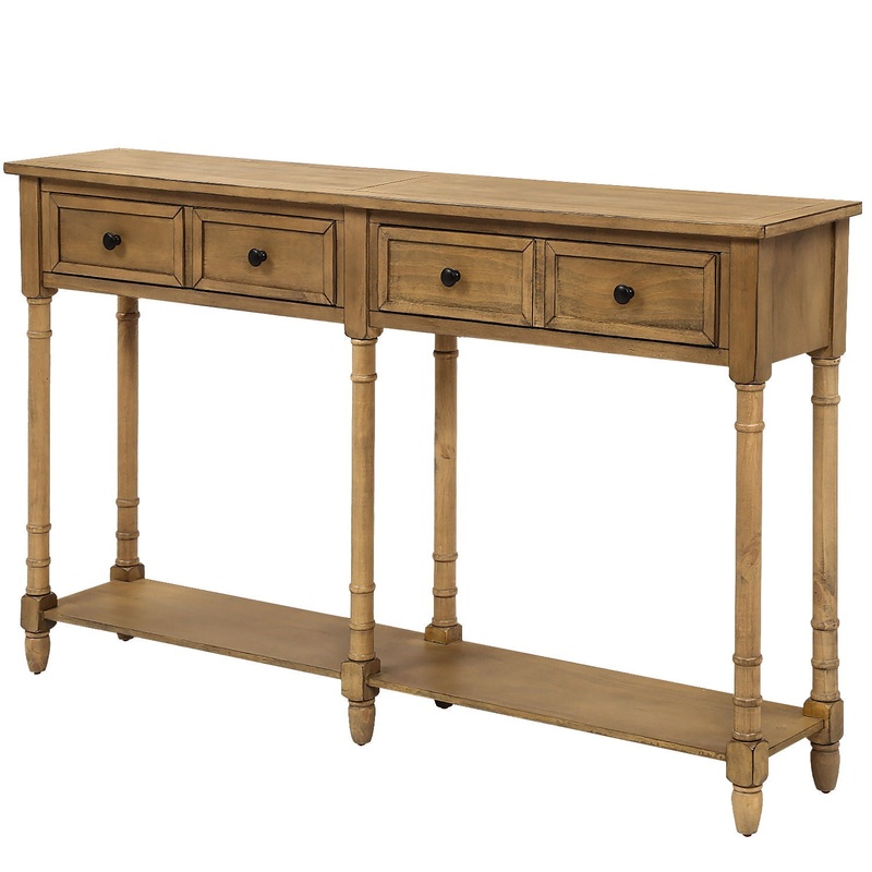 Hearth & Haven Daniel – Console Table With 2 Storage Drawers And Bottom Shelf