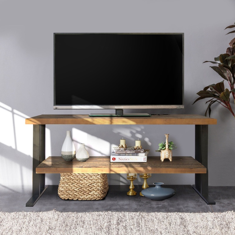 Media Console Table With One Shelf To Your Home Decor – Natural / Black