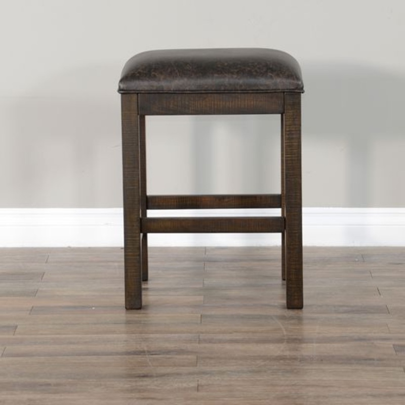 Homestead – 24″ Stool With Cushion Sea – Dark Brown