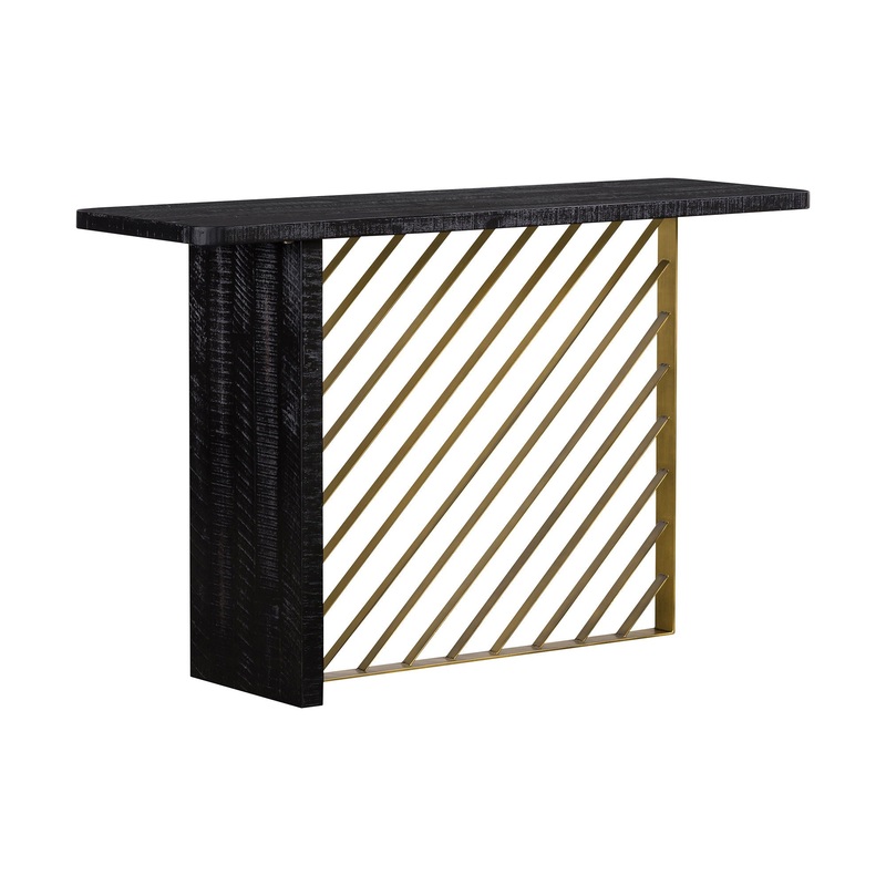 Monaco – Console Table With Antique Brass Accent – Black