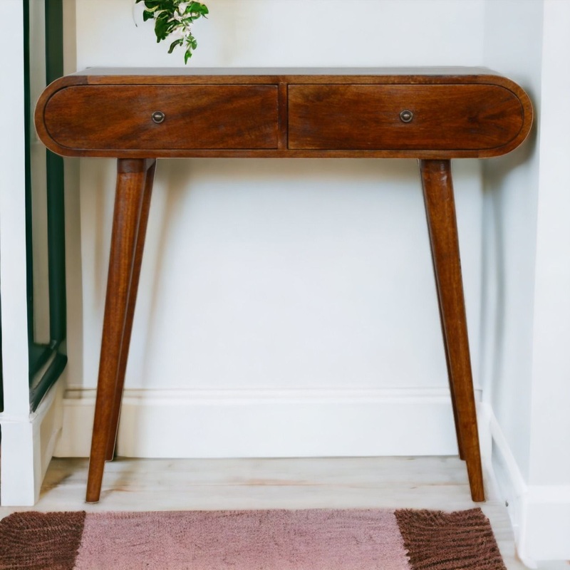 Solid Wood Curved Edge Console Table