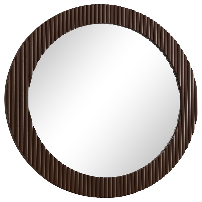 Coaster Furniture Dexter 961463 40 x 40 Inch Round Reeding Frame Wall Mirror – Brown