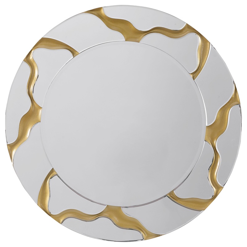 Coaster Furniture Dorinda 961455 36 x 36 Inch Round Kintsugi Style Wall Mirror – Gold