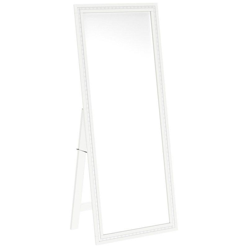 Coaster Furniture Windrose 960963 28 x 67 Inch Tempered LED Standing Mirror – White