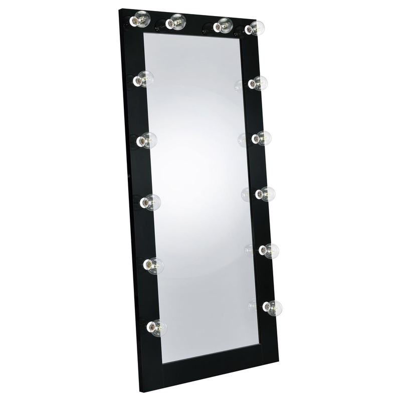 Coaster Furniture Zayan 969557 32 x 71 Inch Floor Mirror LED Lighting – Black Gloss