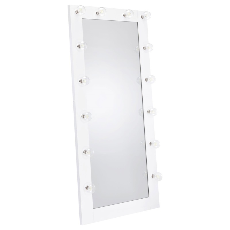 Coaster Furniture Zayan 969558 32 x 71 Inch Floor Mirror LED Lighting – White Gloss
