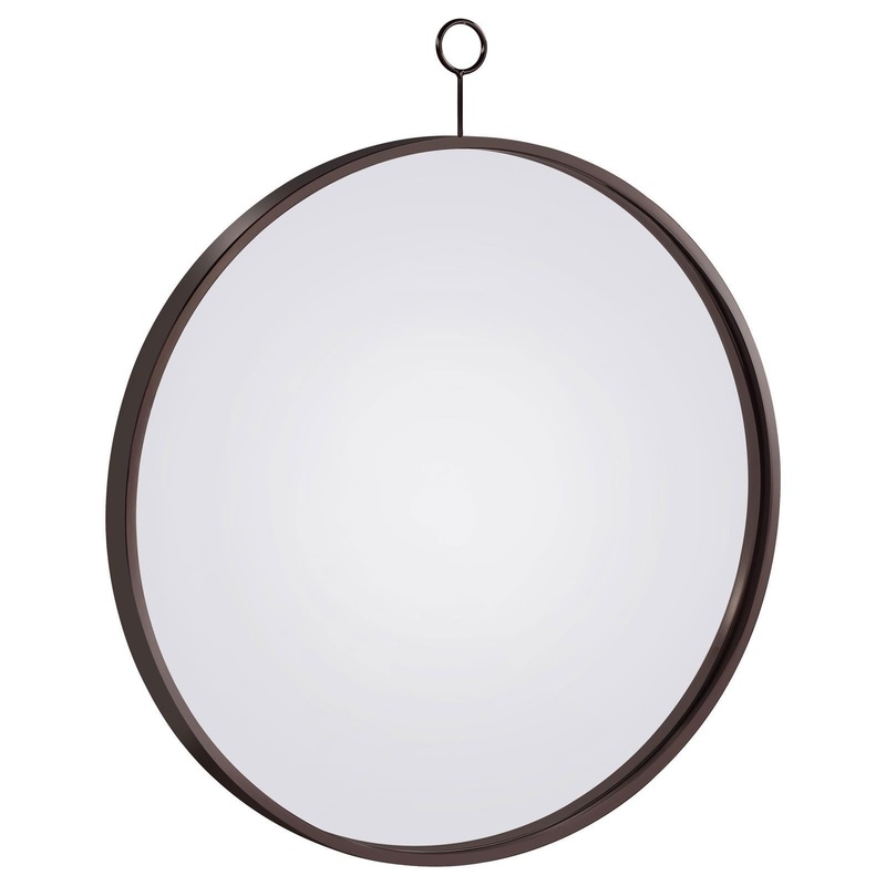 Coaster Furniture Gwyneth 961495 30 x 35 Inch Round Wall Mirror – Black Nickel