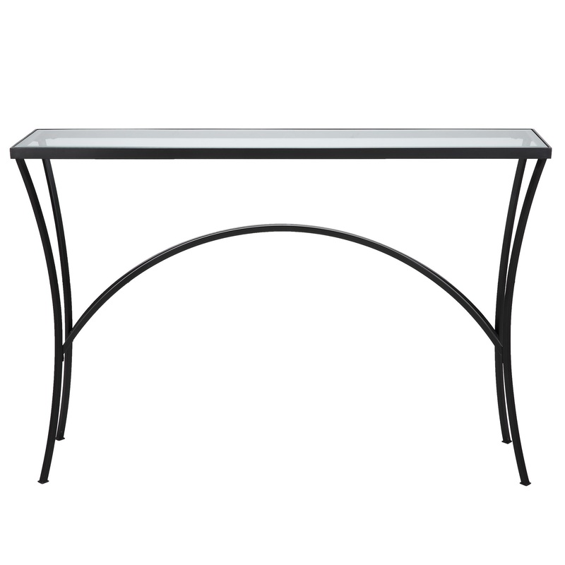Alayna – Metal & Glass Console Table – Black