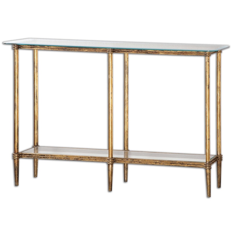 Elenio – Glass Console Table – Gold