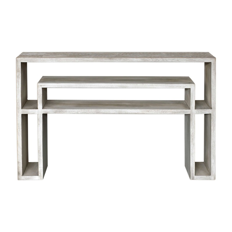 Genara – Carved Console Table – Bone White