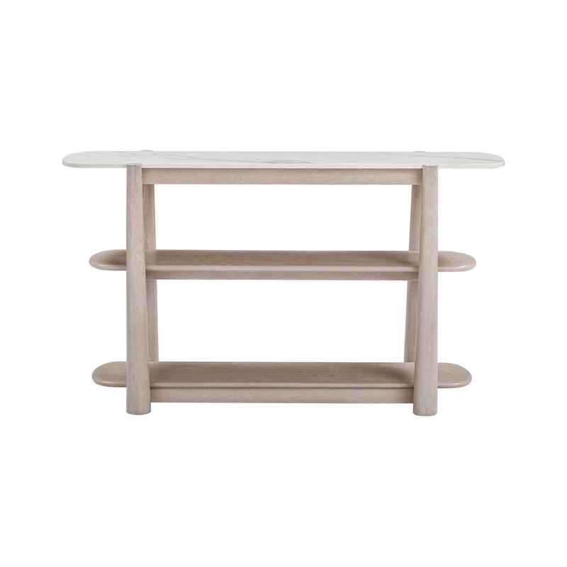 Horizons – Console Table – White Oak / White Marble