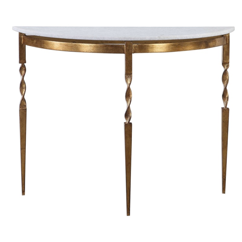 Imelda – Demilune Console Table – Gold & White