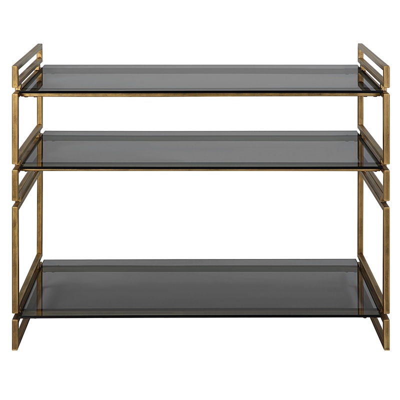 Stacked Up – Glass Console Table – Gray