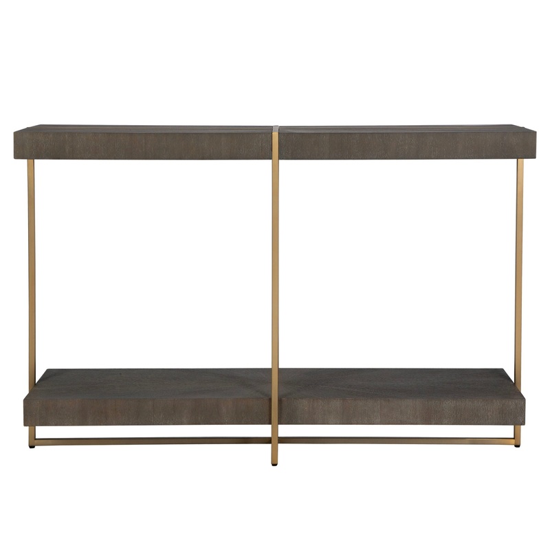 Taja – Modern Brass / Wood Console Table – Gold