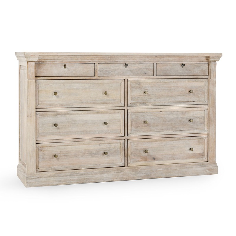 Adelaide – 9 Drawer Dresser – Natural White