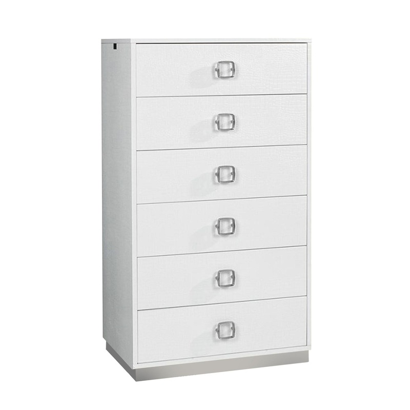 Victoria White Crocodile Lacquer 6 Modern Dresser