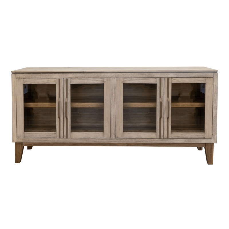 Forest – 4 Glass Door Metal Handle Console – Ivory White & Brown