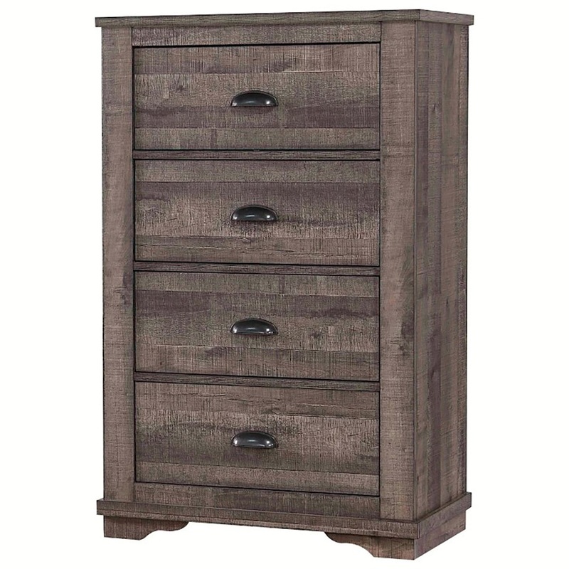 Crown Mark Furniture Coralee 5 Drawer Chest in Gray